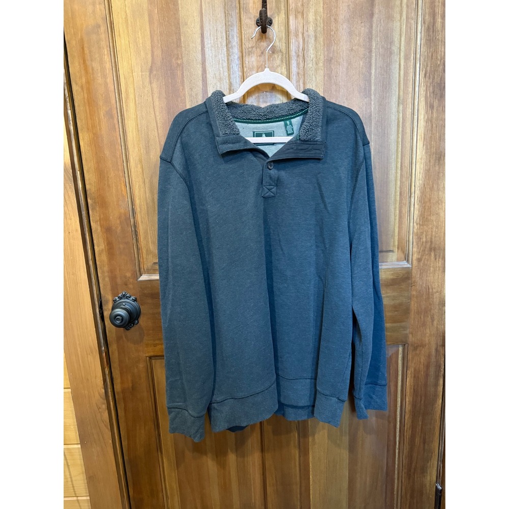 GH Bass Co Mens Gray Sherpa Lined Collar Pullover Sweatshirt‎ XL